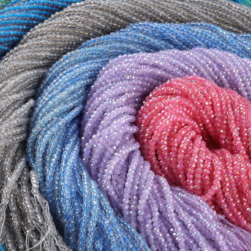 Interne Koloraj 4mm Rondelle Vitraj Bidoj Por Juvelarto